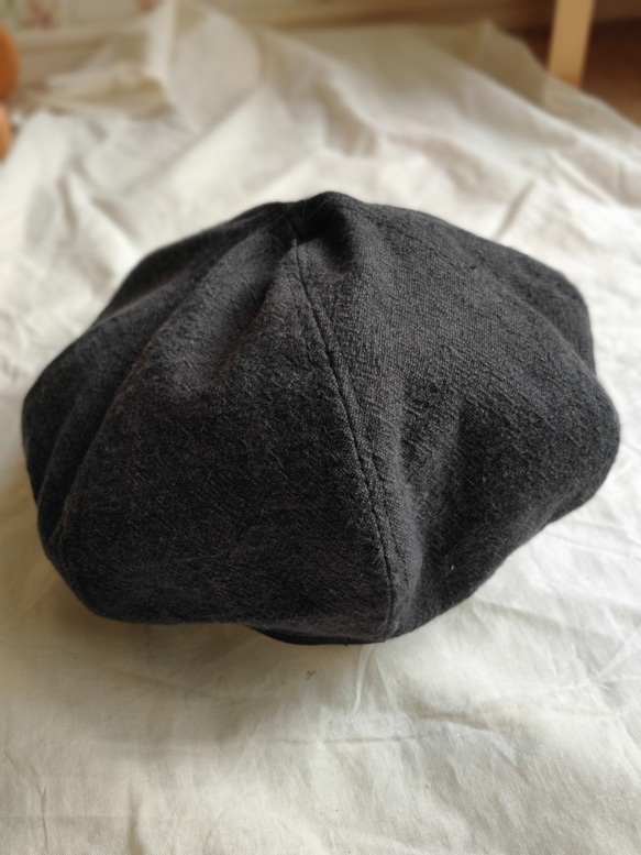 リバーシブルベレー帽『炭ブラック×グレージュ』 3枚目の画像