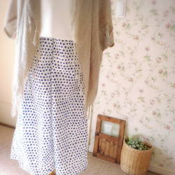マキシスカートみたいな春夏ワイドガウチョパンツ～青白ドット～ 2枚目の画像
