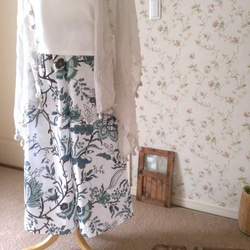 マキシスカートみたいな夏ワイドガウチョパンツ～ロング・青花～ 2枚目の画像