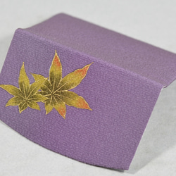 名刺・カードケース　正絹縮緬　紫地にかえで 2枚目の画像