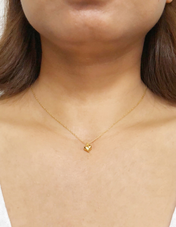 ハート石入りネックレス　−　Heart Necklace 2枚目の画像