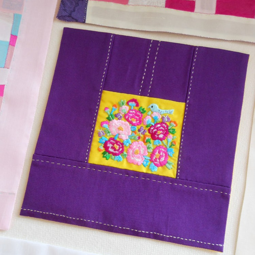 韓国刺繍のポジャギ 黄色 タペストリー・壁掛け BIRDCAFE 通販 5874443