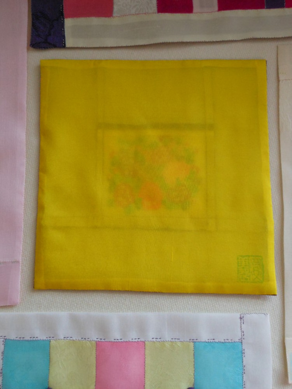 韓国刺繍のポジャギ　黄色 4枚目の画像
