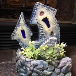 魔女の城 モルタルアート 植物ポット 一輪挿し・花瓶・花器 akiajisai