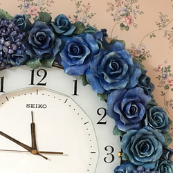 青い薔薇&紫陽花の掛時計《依頼品》 2枚目の画像