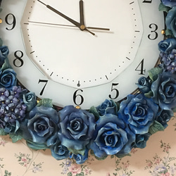 青い薔薇&紫陽花の掛時計《依頼品》 4枚目の画像