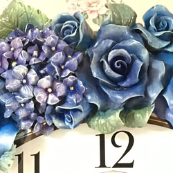 青い薔薇&紫陽花の掛時計《依頼品》 7枚目の画像