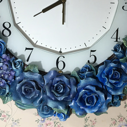 青い薔薇&紫陽花の掛時計《依頼品》 9枚目の画像