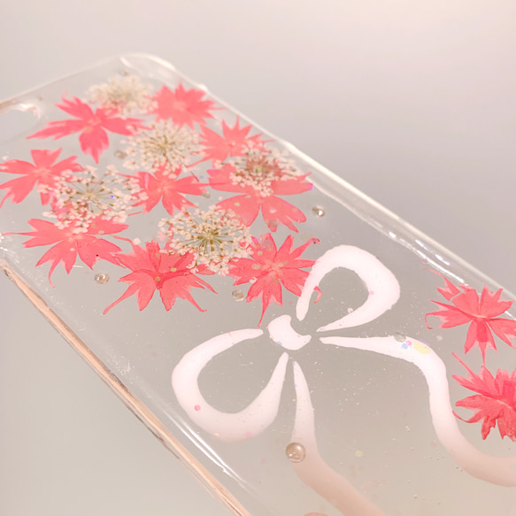 母の日に☆星咲きフロックスのブーケ☆押し花スマホケース☆iPhone各種 Xperia galaxy AQUOS 2枚目の画像