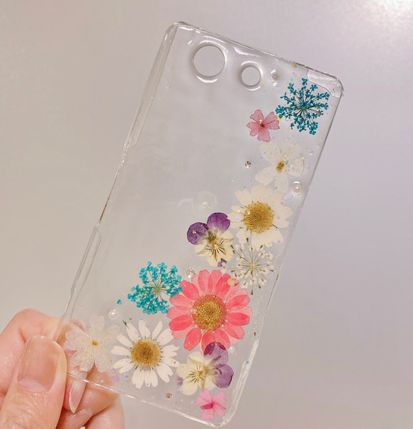 【全機種対応】押し花スマホカバー♡ハードケース♡iPhone，Xperia，GALAXYらくらくフォンなど全て 6枚目の画像