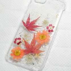 新作☆秋もみじ  紅葉押し花iPhoneカバー 4枚目の画像