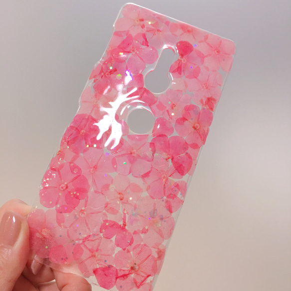 ★全機種対応★ピンクフロックスの押し花スマホケース★すべての機種に対応できます 1枚目の画像