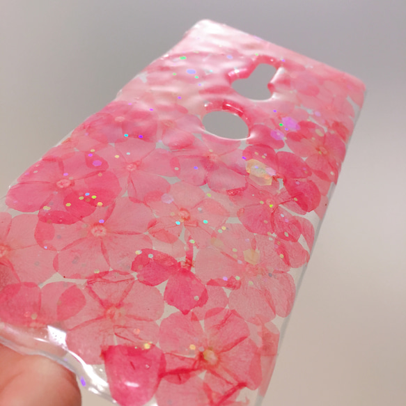 ★全機種対応★ピンクフロックスの押し花スマホケース★すべての機種に対応できます 2枚目の画像