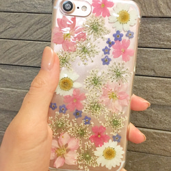 【全機種対応】押し花スマホカバー♡happy♡全ての機種対応 iPhoneかららくらくフォンGalaxyやxperiaも 4枚目の画像