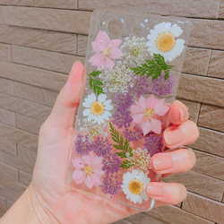 限定送料無料【全機種対応】ボタニカル❤︎押し花スマホカバー iPhone xperia Galaxy AQUOS等 3枚目の画像