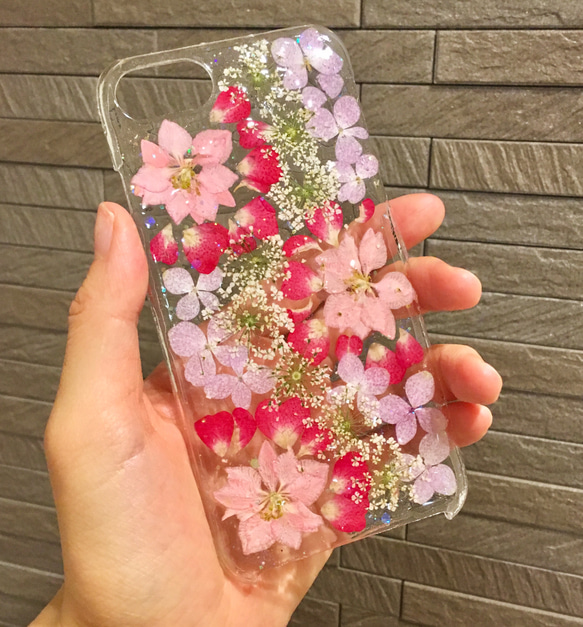 限定送料無料！全機種対応★押し花カバー★花火★iPhone Xperia Galaxy AQUOS らくらくフォン 3枚目の画像