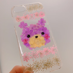 【全機種対応】森のお花のクマさん 押し花スマホケース♪iPhone新機種やXperia GALAXY Android全て 1枚目の画像