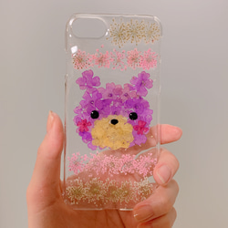 【全機種対応】森のお花のクマさん 押し花スマホケース♪iPhone新機種やXperia GALAXY Android全て 5枚目の画像