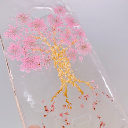 【全機種対応】桜の木押し花スマホカバーiPhone，Xperia，Galaxy，AQUOSらくらくフォンなど 4枚目の画像