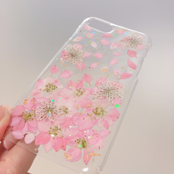 春のピンク♪押し花スマホケース♡全機種対応★ 2枚目の画像