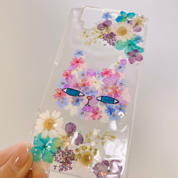 【全機種対応】華にゃんこ押し花スマホカバー♡iPhoneもAndroidも全機種対応♡ 5枚目の画像