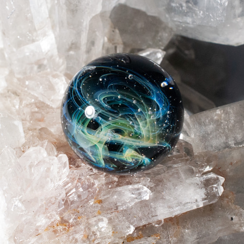 ミニ宇宙玉 24mm / ボロシリケイトガラス / ガラス製玉置きセット 立体