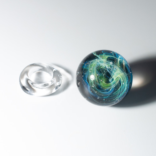 ミニ宇宙玉 24mm / ボロシリケイトガラス / ガラス製玉置きセット 立体