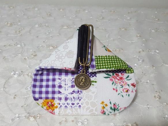 日本の綿のリネン：三角コイのボールの金の金貨の財布のギフトが好まれる 2枚目の画像