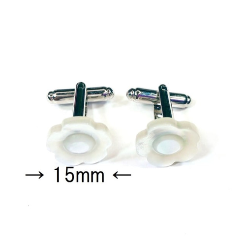 花型のカフリンクス カフスボタン MOP 白蝶貝 黒蝶貝【送料無料