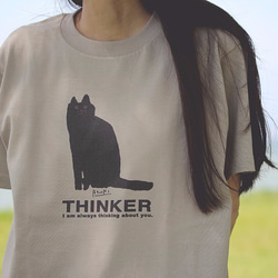 黒猫Tシャツ【半袖：シルバーグレー：Sサイズ】 1枚目の画像