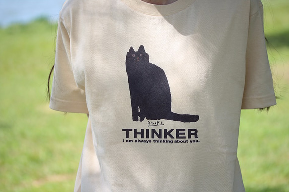 黒猫Tシャツ【半袖：ナチュラル：Sサイズ】 1枚目の画像