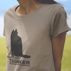 黒猫Tシャツ【半袖：シルバーグレー：WMサイズ】レディース・ウーマン仕様 1枚目の画像