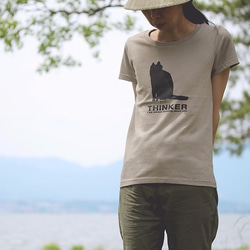 黒猫Tシャツ【半袖：シルバーグレー：XS（160）サイズ】 2枚目の画像