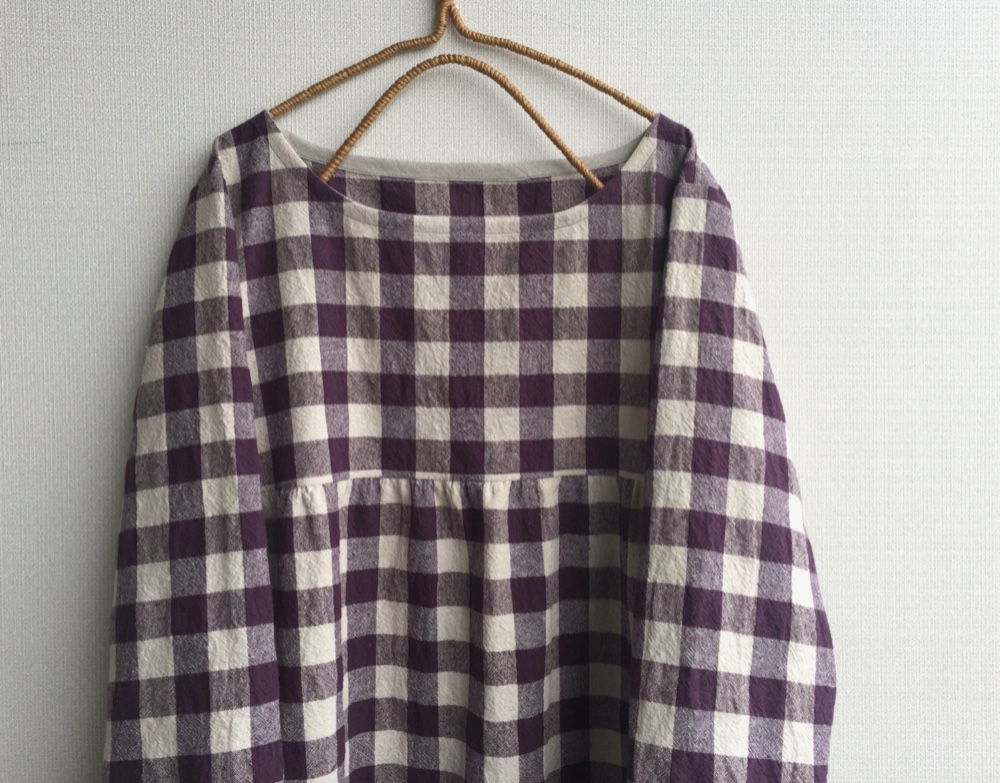Ｓ～LLから選択セミオーダー ●紫大ギンガムチュニック●