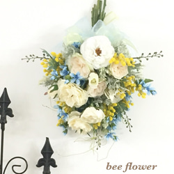 春バラとミモザのスワッグブーケ〜spring flower swag bouquet〜 5枚目の画像