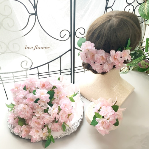 八重桜のクラッチブーケ&ブートニア〜fuwari pink〜【送料無料 八重桜のクラッチブーケ&ブートニア〜fuwari pink〜【送料無料