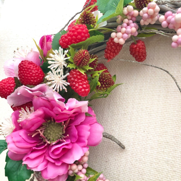 いちごのリース-Spring Strawberry/28cm 2枚目の画像