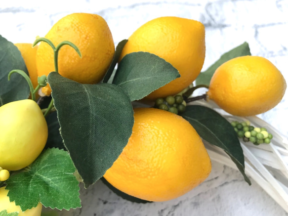 27cm/朝摘みフレッシュレモンとオレンジのキッチンリース〜プロヴァンス風〜（大） 3枚目の画像
