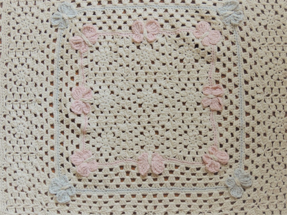 ちょうちょがかわいいオーガニックコットンのベビーブランケット