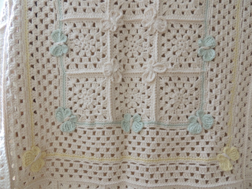 ちょうちょがかわいいオーガニックコットンのベビーブランケット