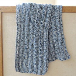 《送料無料》シンプルな変わりゴム編みのサマーマフラー 1枚目の画像
