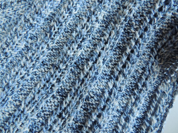 《送料無料》シンプルな変わりゴム編みのサマーマフラー 5枚目の画像