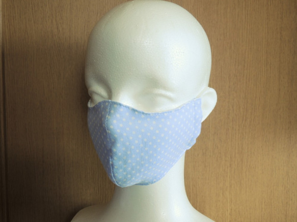 【再販】Ｗガーゼのふんわり立体マスク（大人用）＊水玉＊ 5枚目の画像