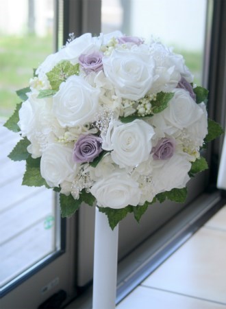 ■送料無料■プリザーブドフラワーのラウンドブーケ・ブートニアセット