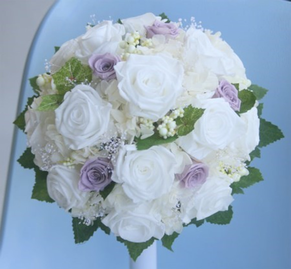 ■送料無料■プリザーブドフラワーのラウンドブーケ・ブートニアセット 写真掲載