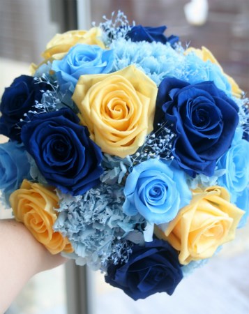 ■送料無料■プリザーブドフラワーのラウンドブーケ・ブートニアセット