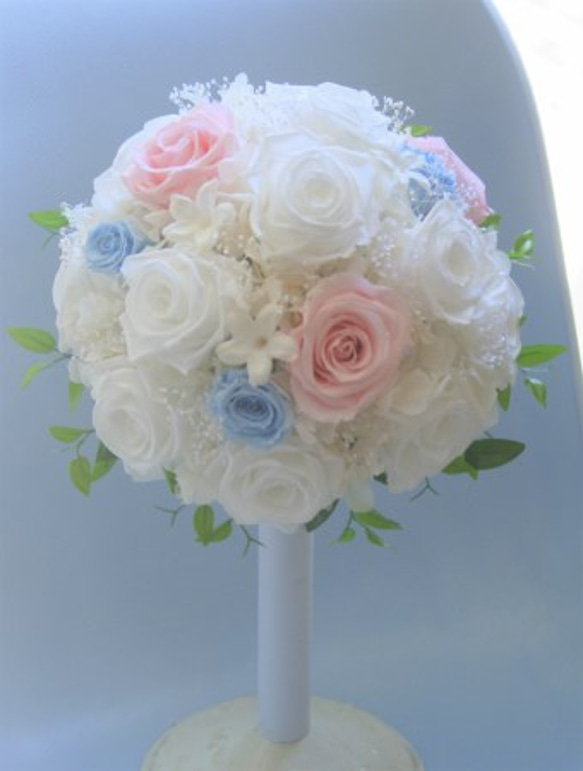 ■送料無料■プリザーブドフラワーのラウンドブーケ・ブートニアセット 