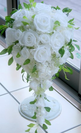 ■送料無料■プロの作るプリザーブドフラワーのキャスケードブーケ・ブートニア・ブーケケースセット