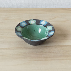花柄リムの豆鉢(ブルー・ミドリ) 2枚目の画像