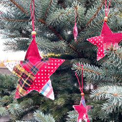 クリスマス　パッチワーク　スター　Christmas Star　Mサイズ　X'mas Tree Decoration 1枚目の画像